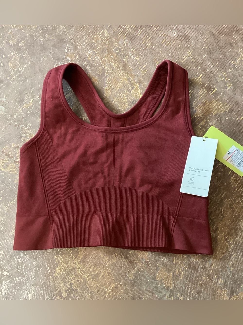 All in Motion Sports Bra XL Burgundy Seamless Medium Support NWT